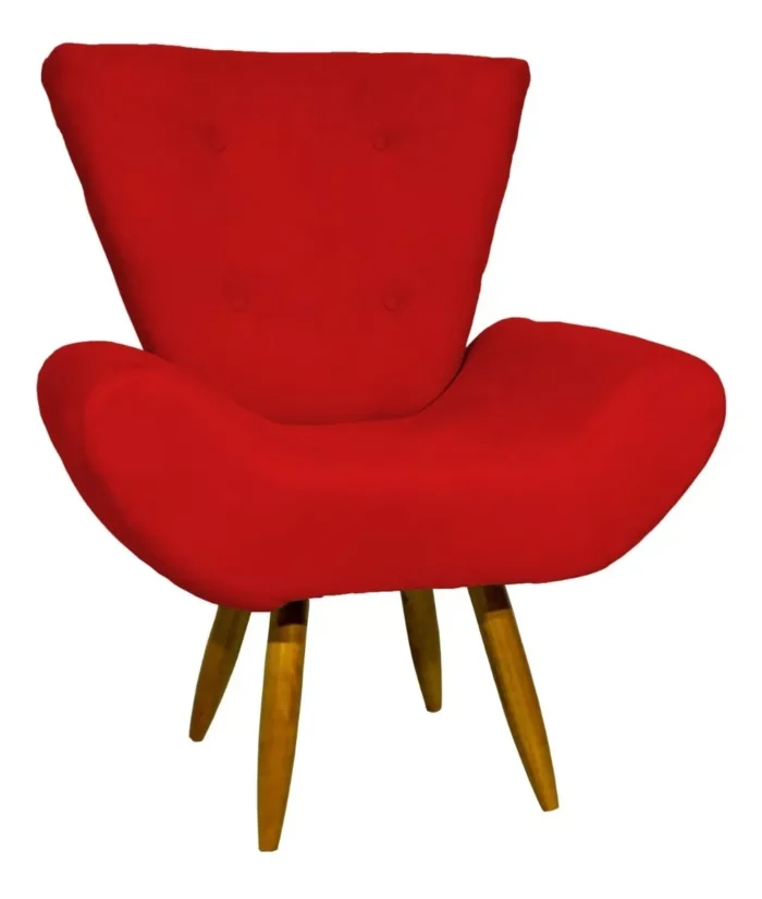 POLTRONA CONCHA TEC. SUED AMASSADO - VERMELHO