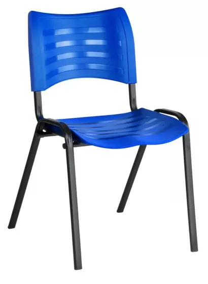 Cadeira fixa com assento encosto em polipropileno - Azul