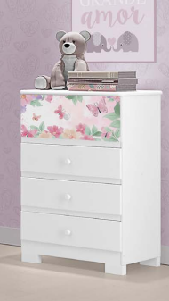 COMODA INFANTIL HAPPY BRANCO JARDIM ENCANTADO