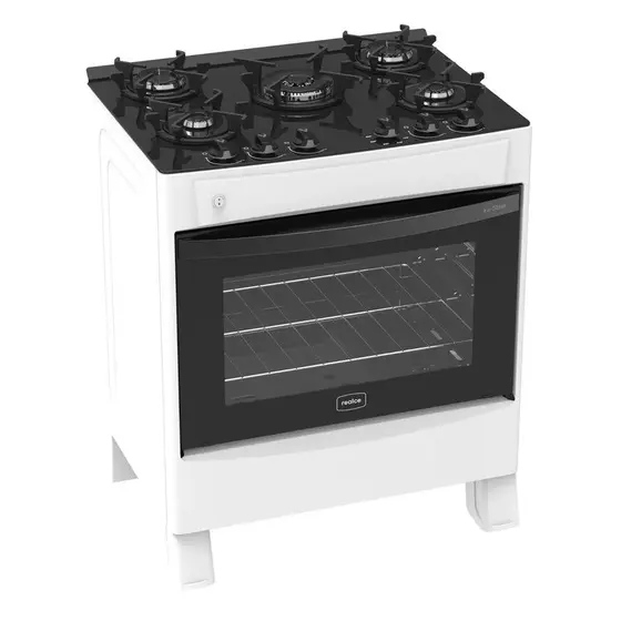 FOGAO IRIS GLASS 5 BOCAS BRANCO/PRETO