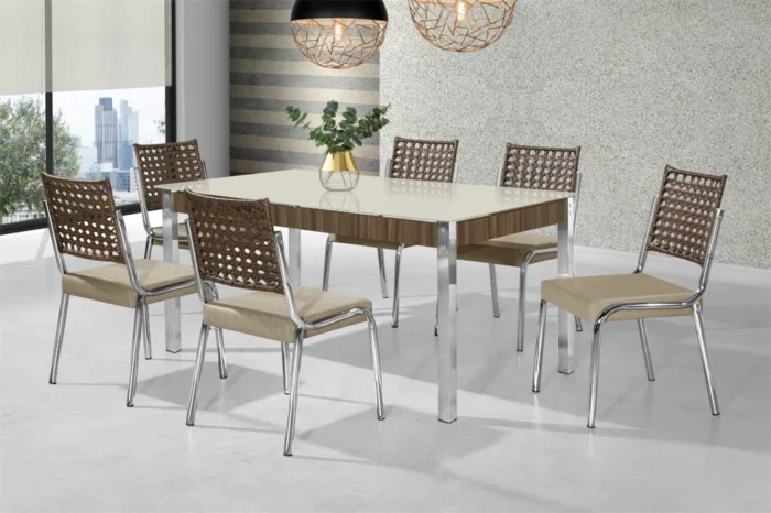 MESA CJ14-MS FACINARE DC RT. 1,60X0,90 MDF C/VIDRO-6 CA -A-513-J 23-FEN-FEN-NT-OF
