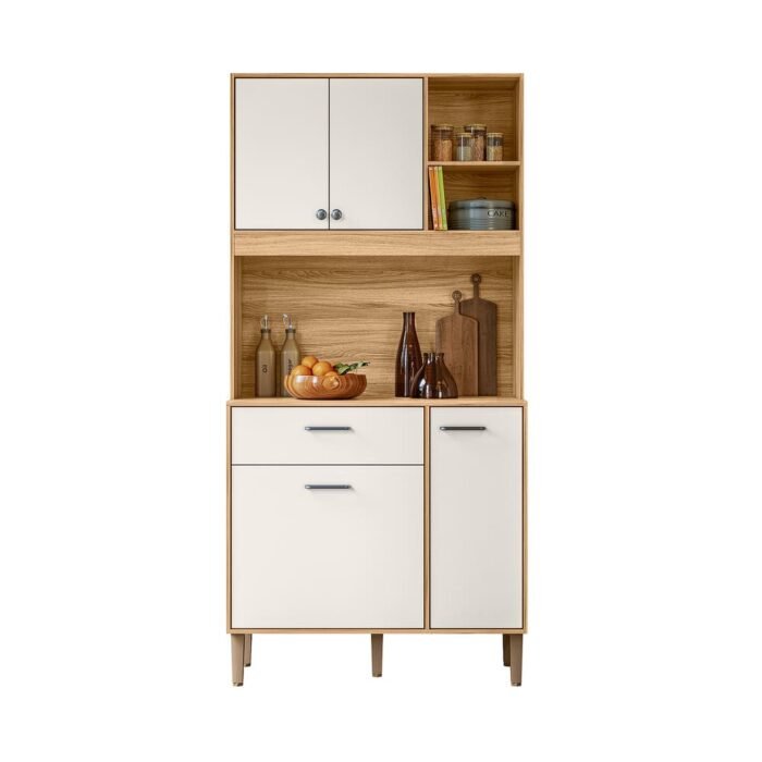 KIT COZINHA ERVA DOCE 90 - FREIJO/OFF WHITE CRISTAL PTA FECHADA