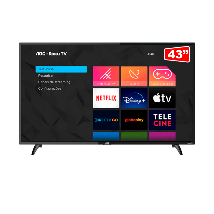 TV 43P AOC LED SMART ROKU WIFI FULL HD USB HDMI 43S5045