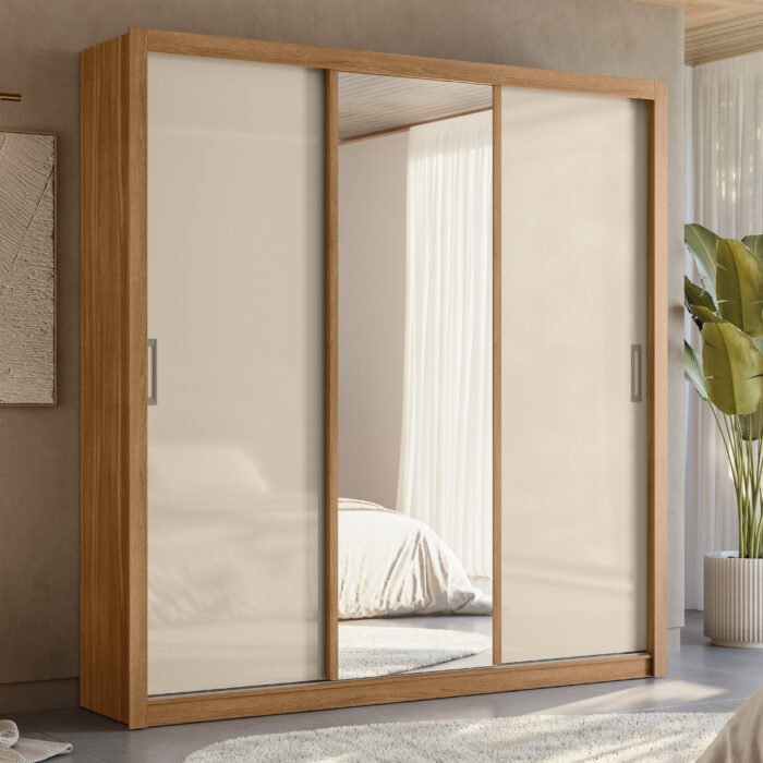 GUARDA ROUPA 3P RESIDENCE COM PE QUADRADO AMENDOLA/OFF WHITE