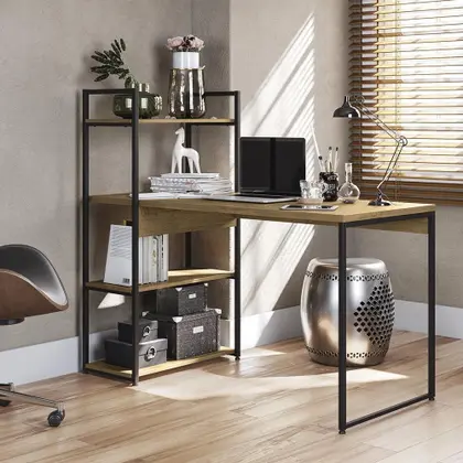 MESA COM 3 PRATELEIRAS FREIJO/PRETO FOSCO