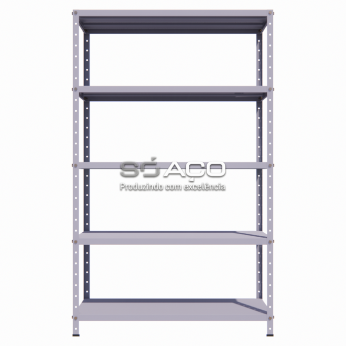 ESTANTE DE AÇO ABERTA COM 05 PRATELEIRAS COM REFORÇO 1500X920X300MM - CINZA TEXTURIZADO